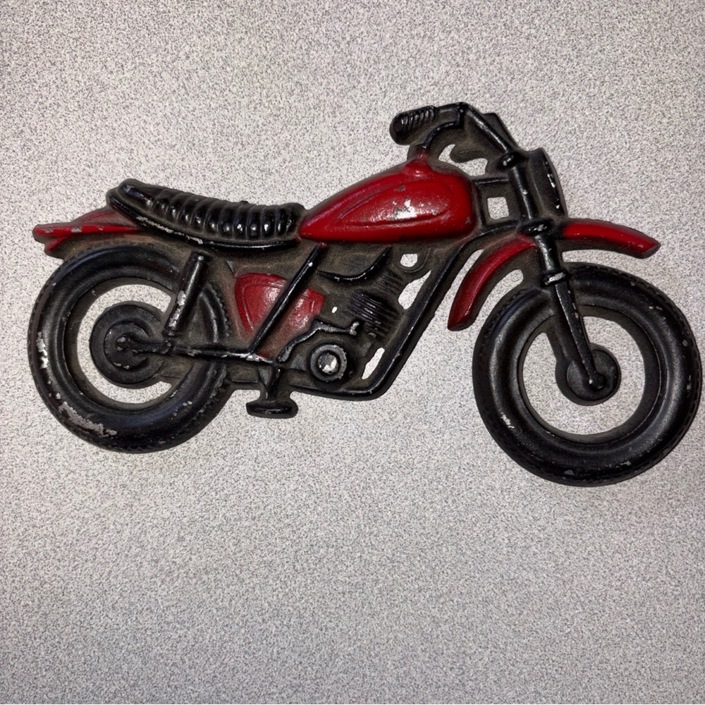 Vintage Red and Black Motorcycle Wall Decor